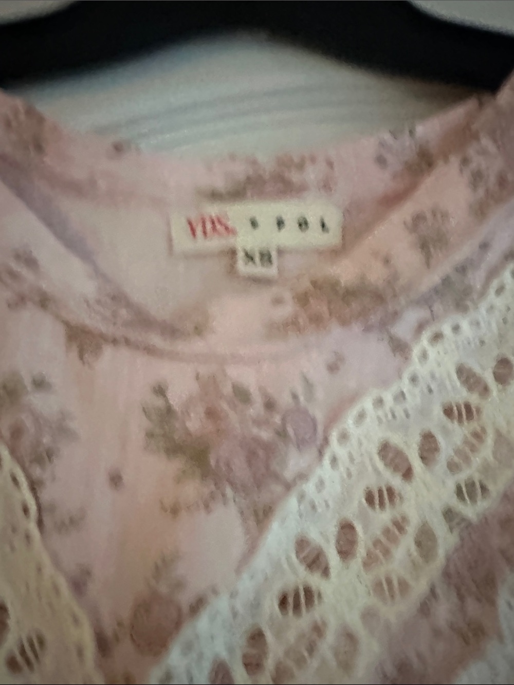 POL XS Pink Floral Lace Ruffle Blouse with Cream Trim NWOT - Picture 5 of 9